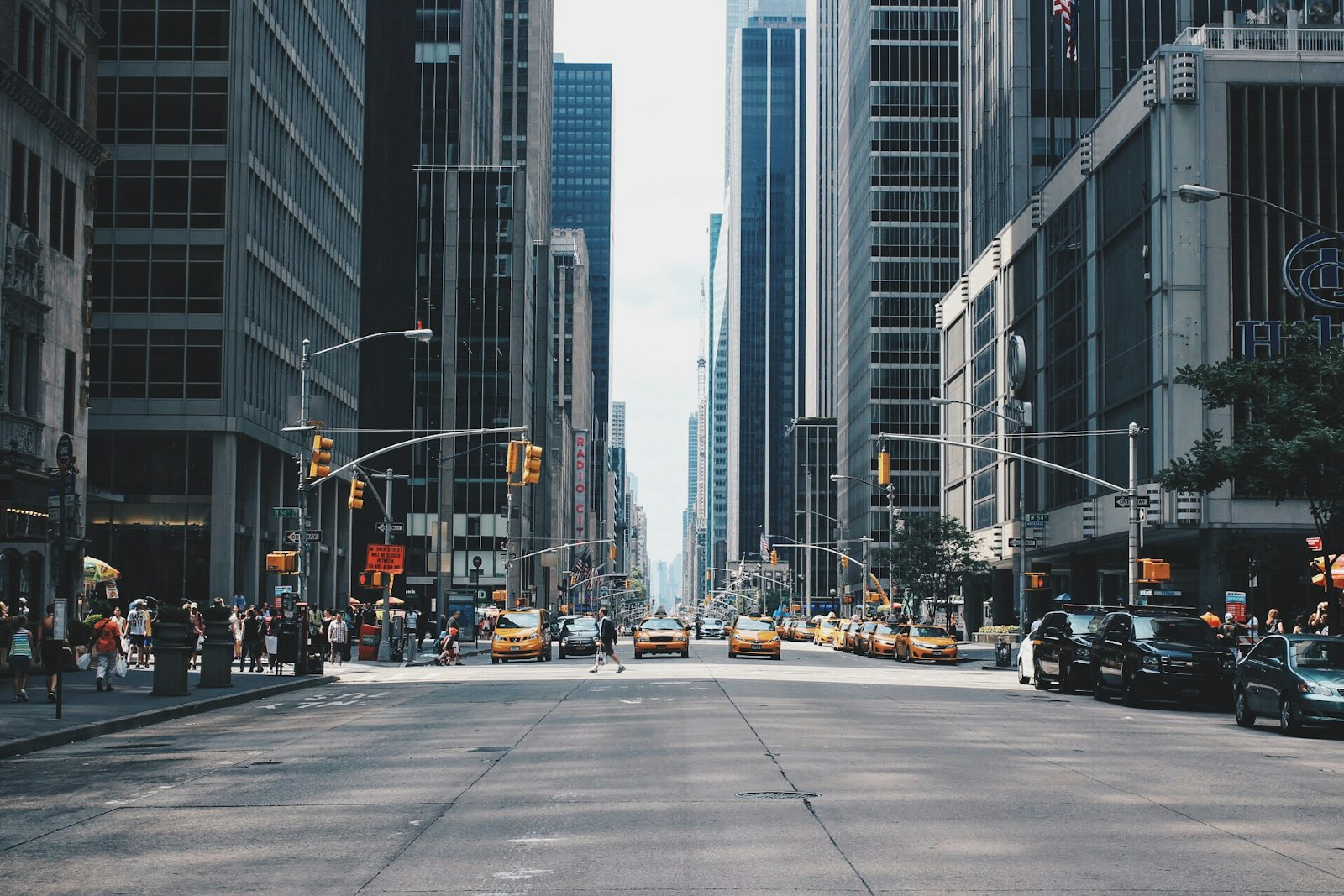 City street lights at night